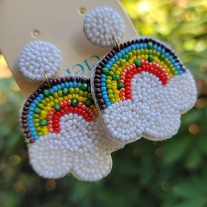 Rainbow 🌈 Crystal cloud seed bead free spirit boho hippie pride people earrings